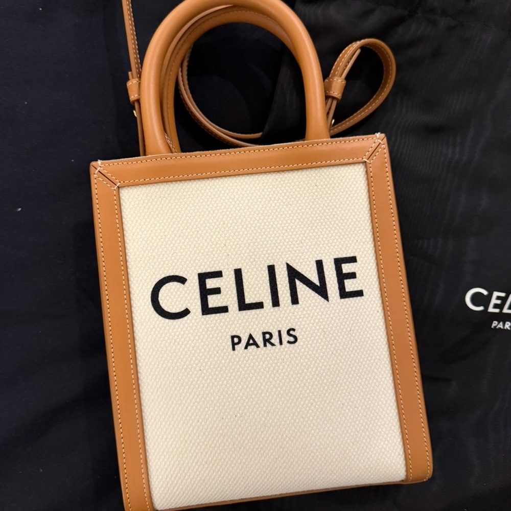 Celine Tan and Cream Tote Bags with Minimalist Design